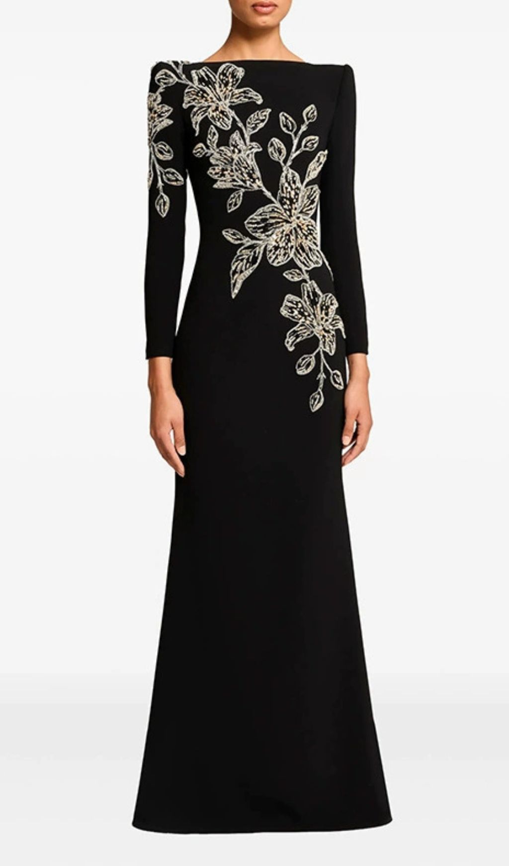 Jessica Luxury Floral Embellished Black Gown