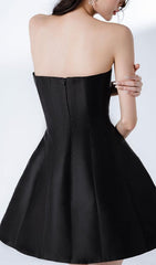 Glamorous Black Floral Fringe Strapless Mini Dress