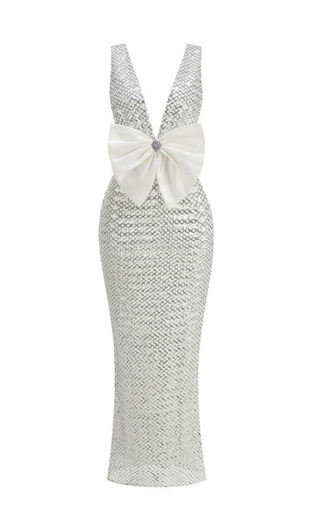 Jocelin Dazzling Sequin Maxi Gown with Statement Satin Bow