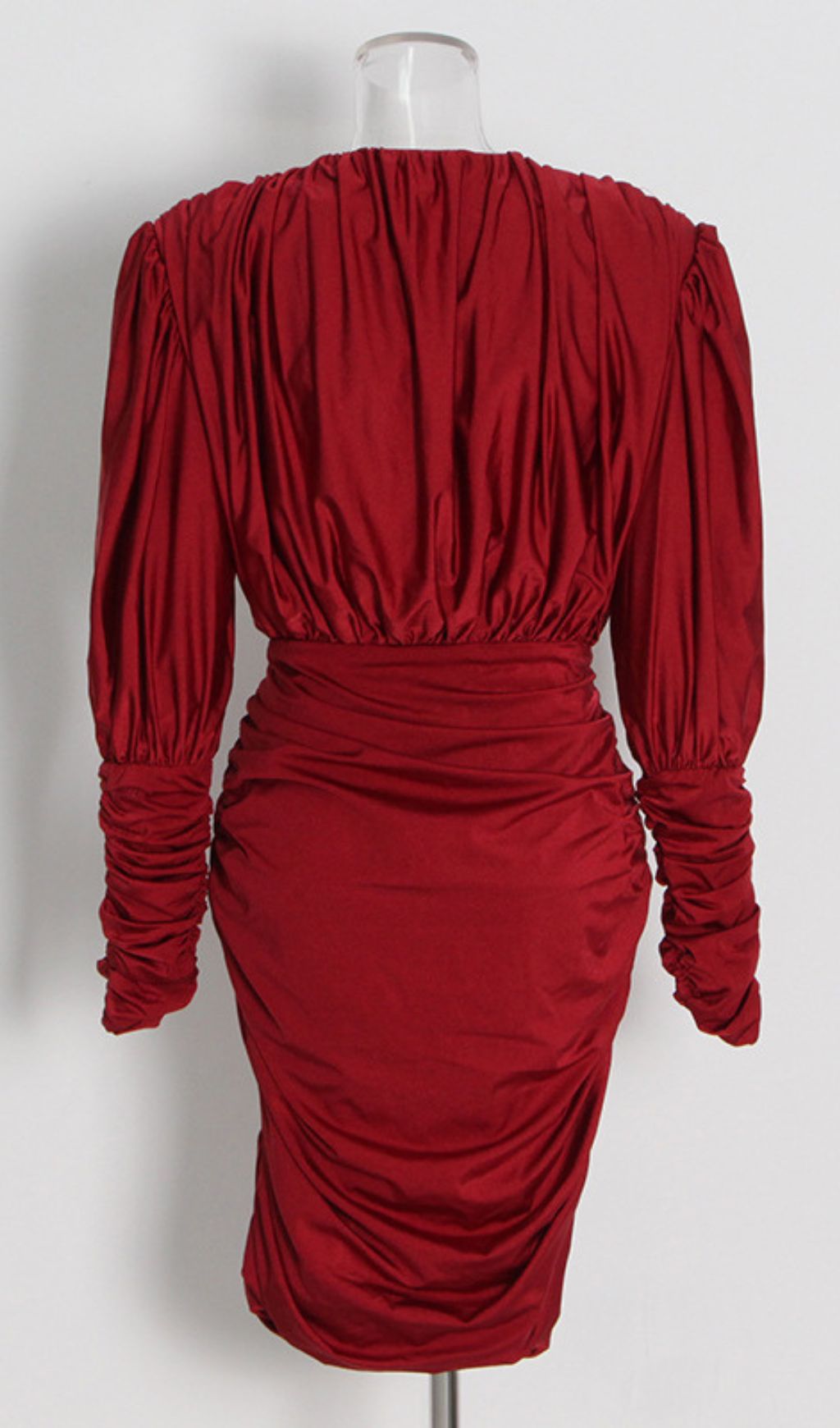 Isaline Elegant Red Ruched Mini Dress