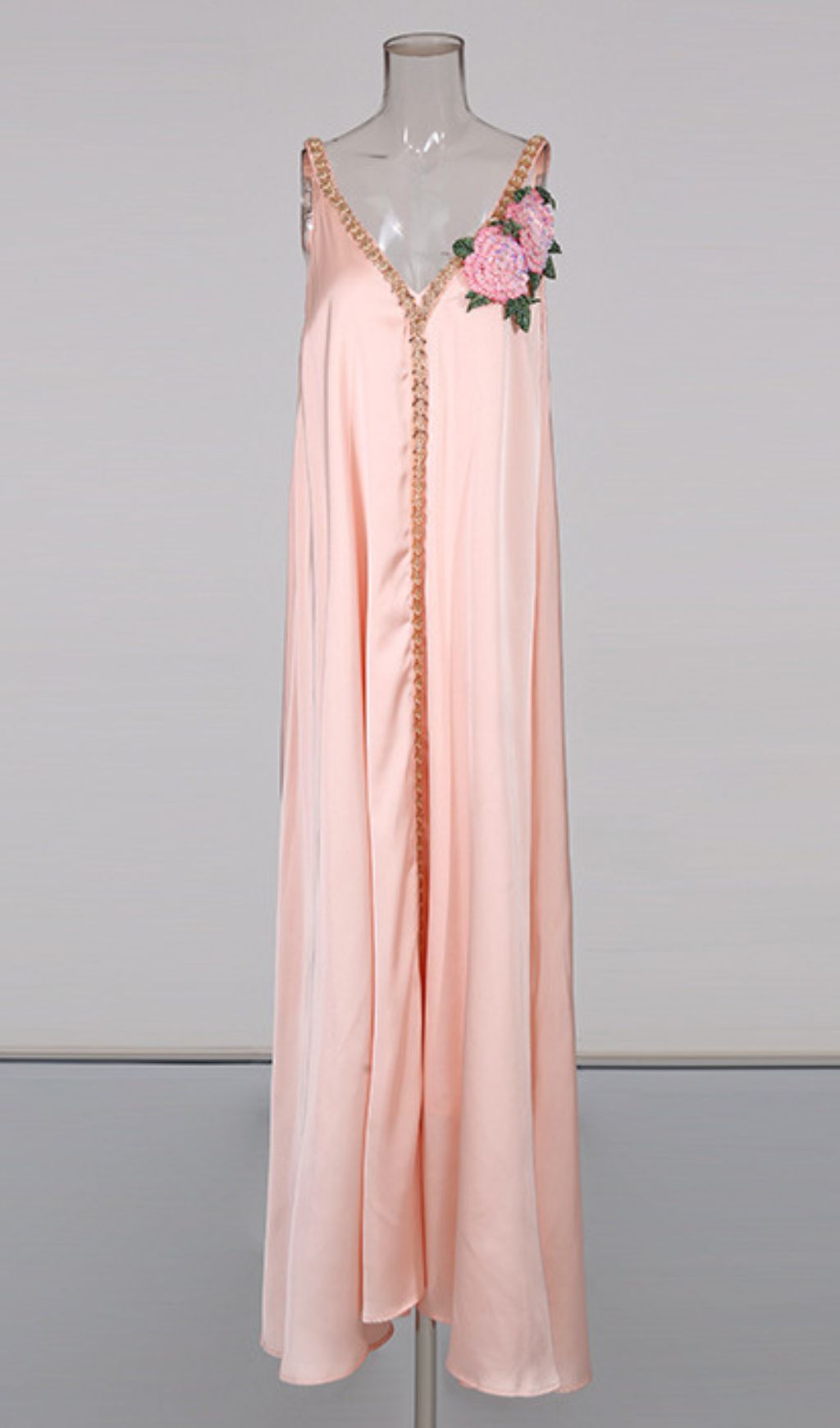 Inge Elegant Pink Floral Maxi Dress