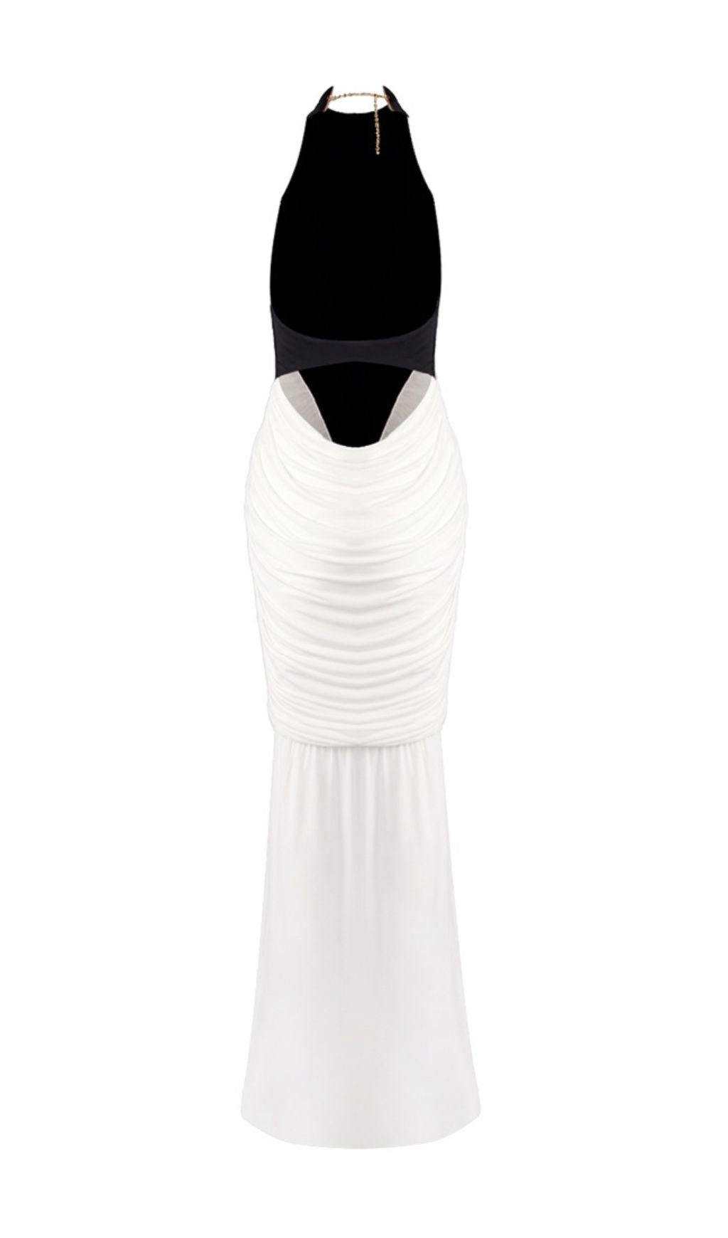 Itzel Black & White Halter Backless Maxi Dress