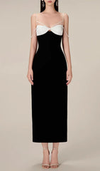 Emilia Chic Black Knot Bust Midi Dress