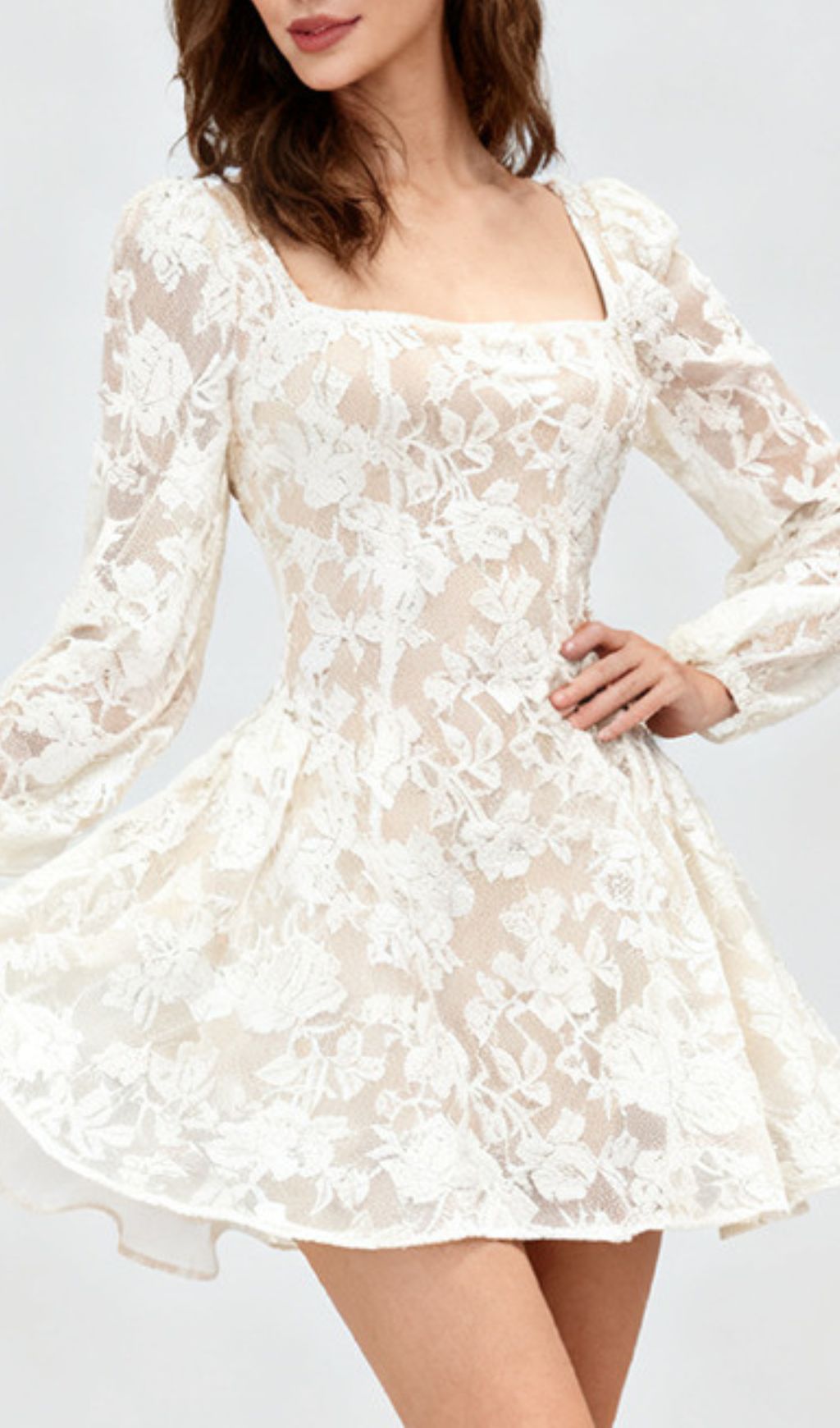 Ilithyia Romantic Lace Long Sleeve Mini Dress