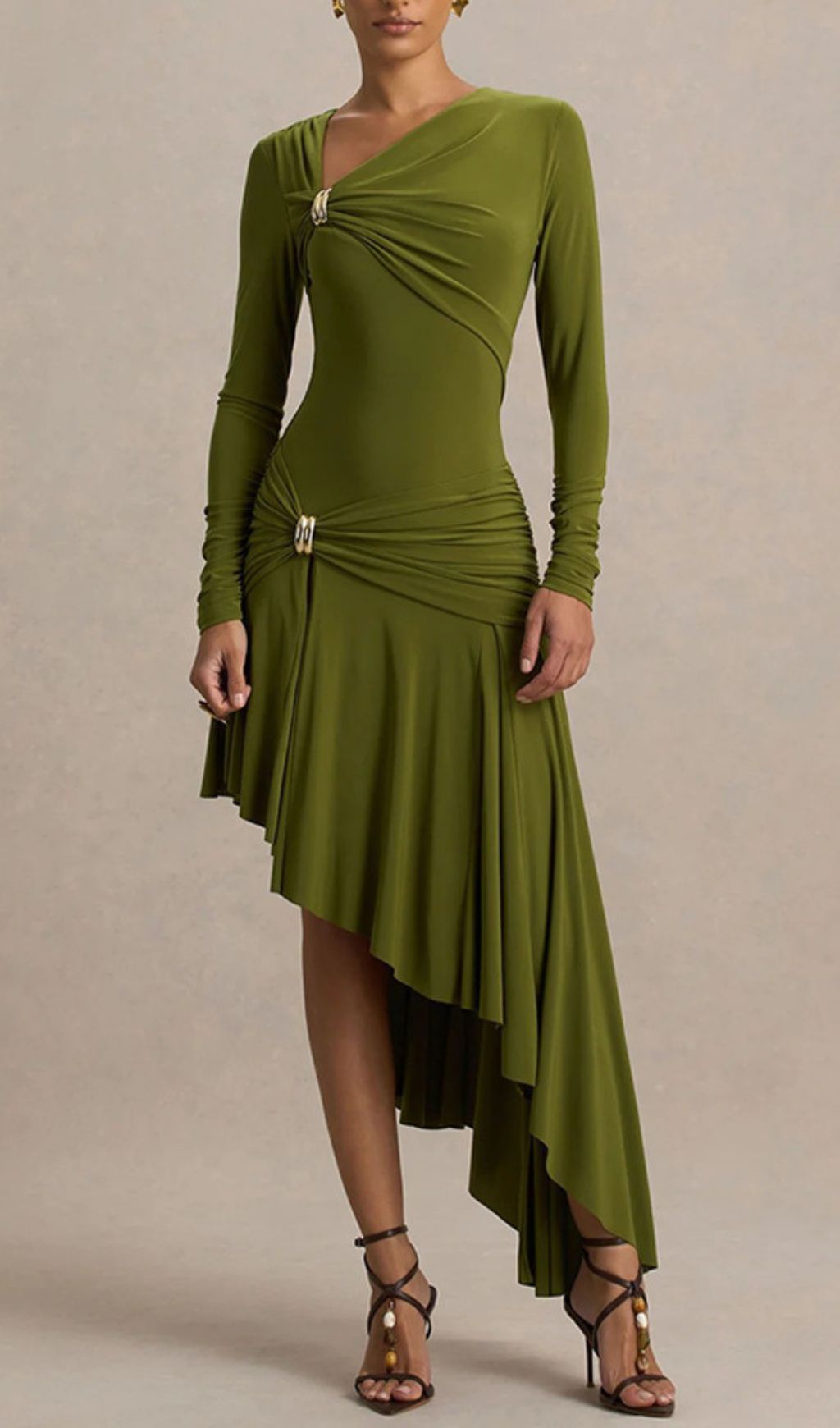 Nedelya Draped Long Sleeve Midi Dress