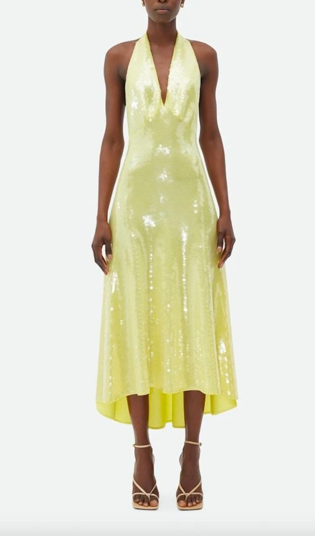 Dazzling Sequin Halter Neck A-Line Midi Dress