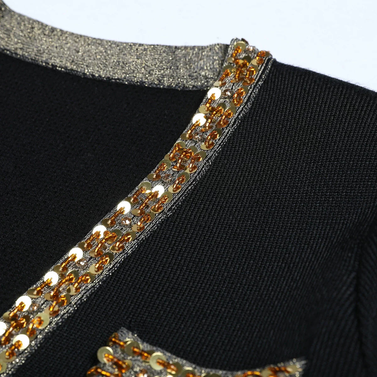 Emilie Black Sequin & Bow Long Sleeve Mini Dress
