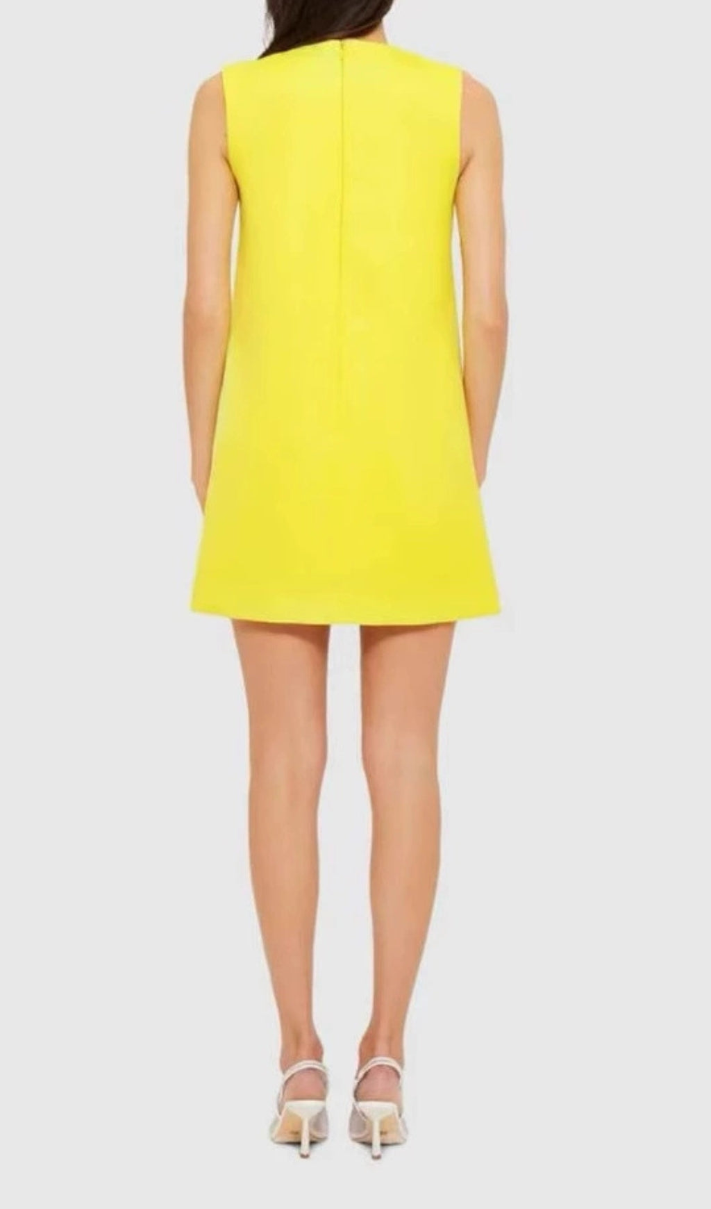 Evalyse Chic Lemon Yellow 3D Floral Mini Dress