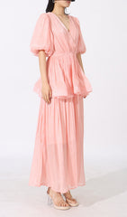 Elana Romantic Puff Sleeve Maxi Dress