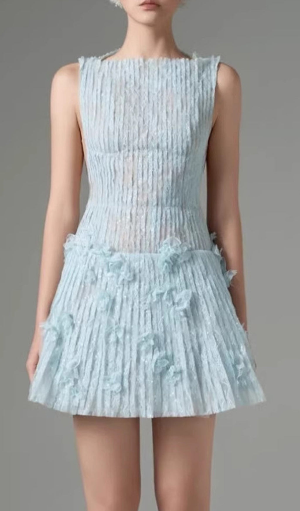 Darda Chic Blue Floral Lace Sequin Mini Dress for Women