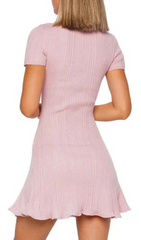 Gracjan Pink Ribbed Knit Mini Dress