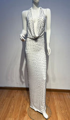 Jahzara Sparkling Halter Beaded Backless Maxi Dress