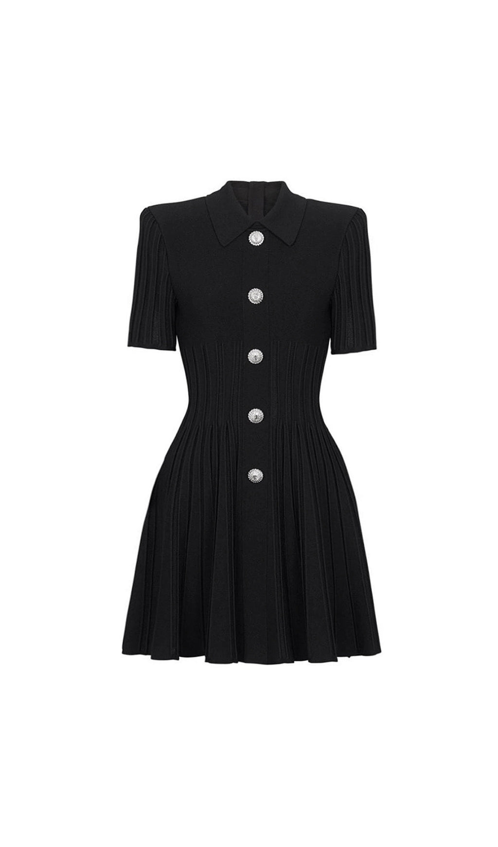 Eliezer Chic Black Lapel Knit Mini Dress
