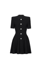 Eliezer Chic Black Lapel Knit Mini Dress