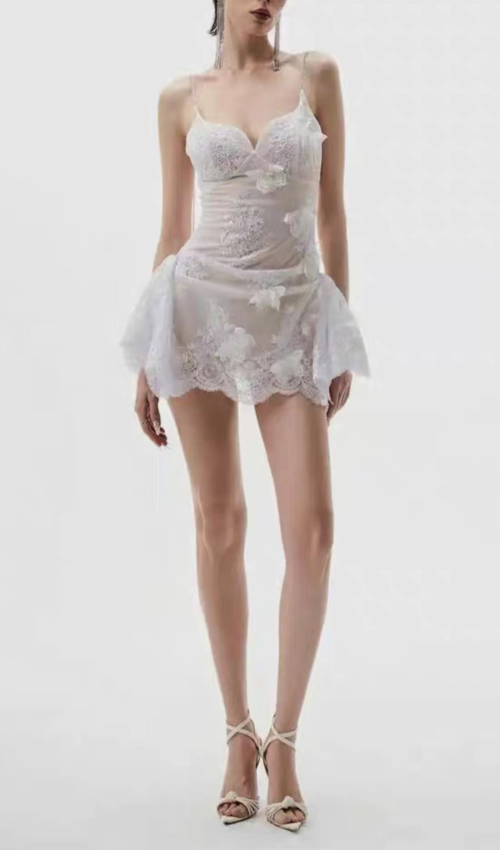 Douce Ethereal White Lace Mini Dress