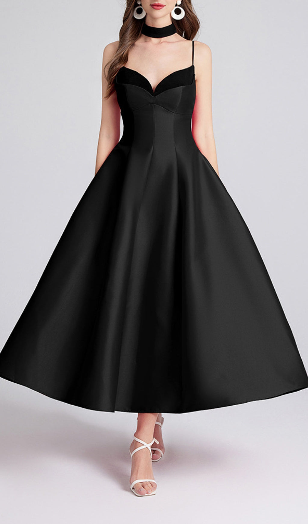 Carminda Black Velvet Patchwork Midi Dress