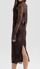 Deza Luxe Chocolate Lace Corset Midi Dress & Matching Bolero Set