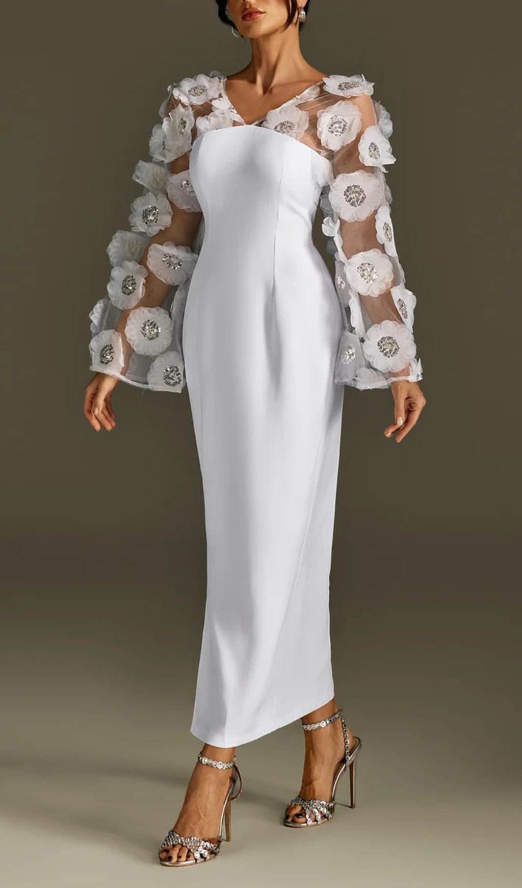 Rosaire Glimmering Floral Sequin Maxi Dress