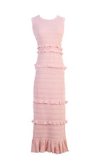 Elaina Boho Chic Knitted Ruffle Tiered Sleeveless Maxi Dress