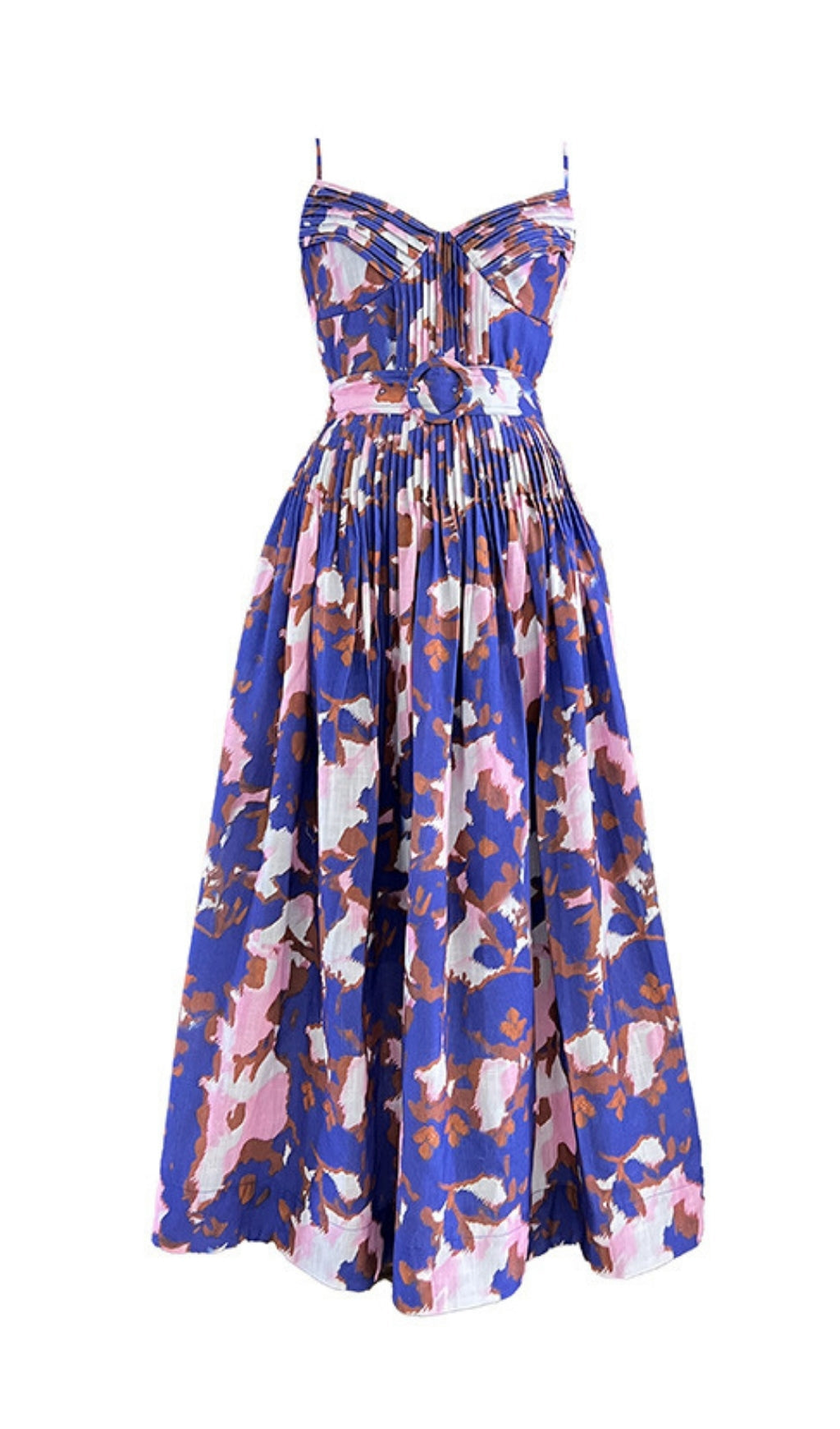 Chic Eadlyn Vibrant Watercolor Print Strappy Maxi Dress