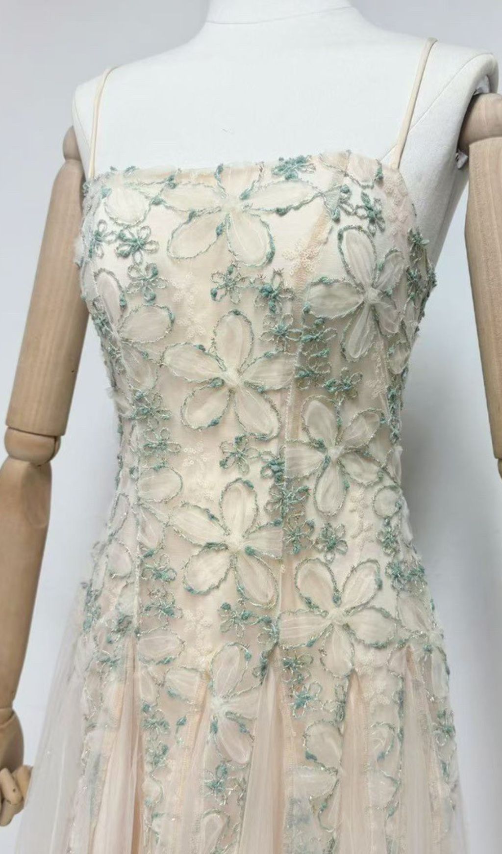 Gustave Ethereal Floral Embroidered Mesh Maxi Dress