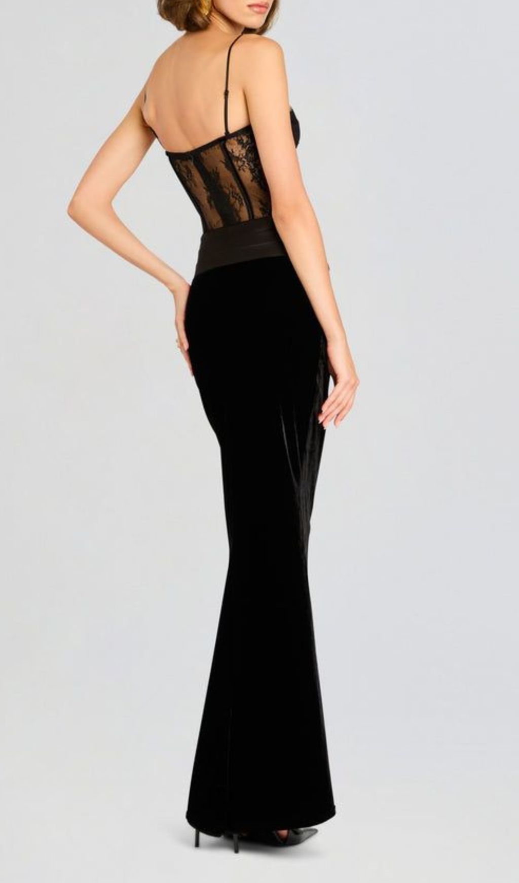 Glamorous Black Lace Corset Maxi Dress