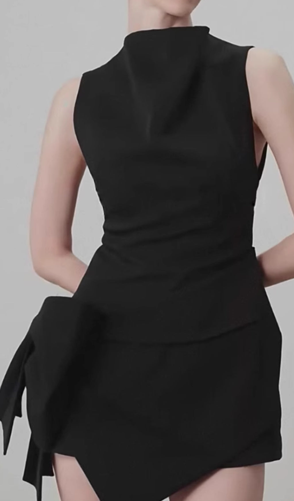 Emiliano Chic Black Bow Mini Dress