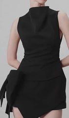 Emiliano Chic Black Bow Mini Dress