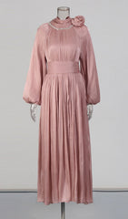 Juhani Rose Pleated Satin Maxi Dress
