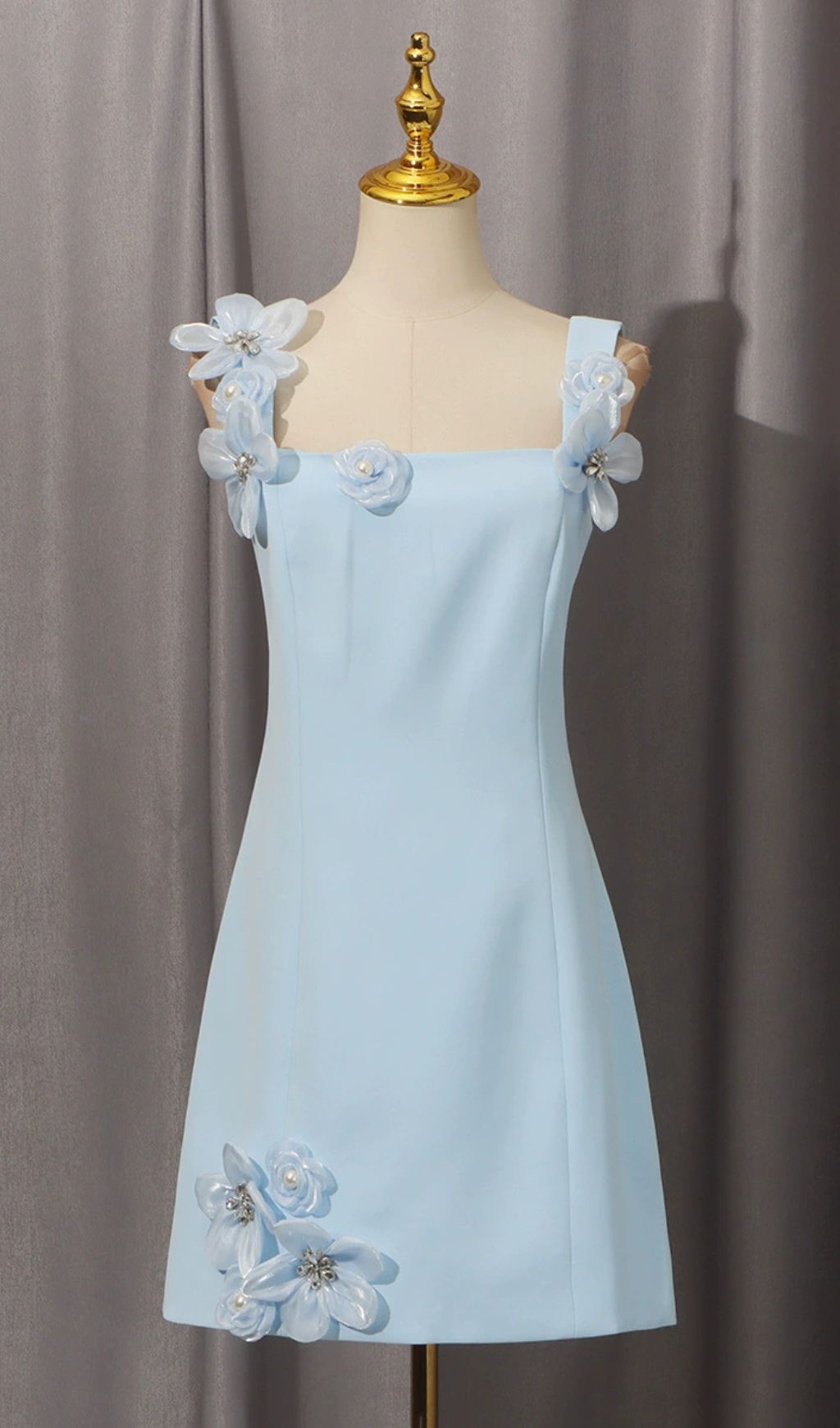 Glison Black 3D Flower Embellished Mini Dress