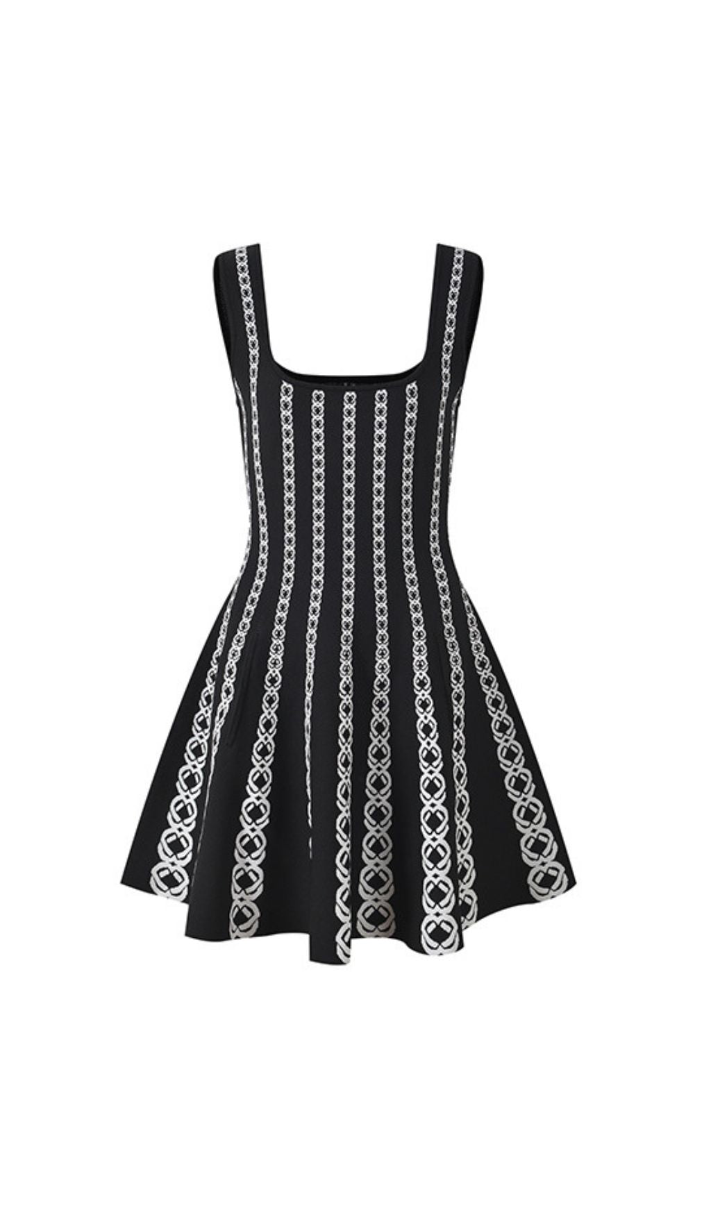 Russel Jacquard Sleeveless Fit & Flare Mini Dress