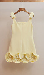 Havily Chic Yellow 3D Rosette Mini Dress