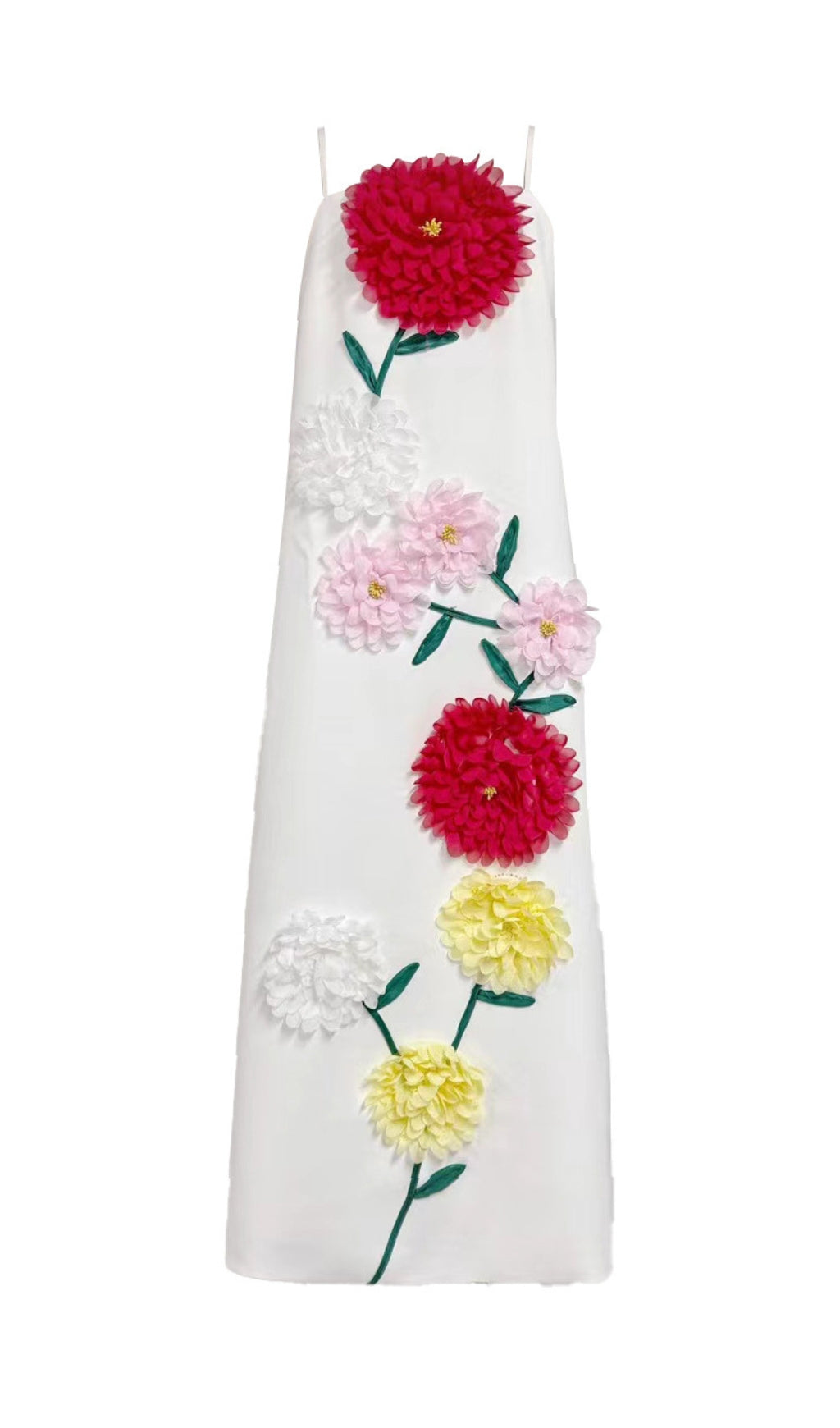 Erica Strappy Maxi Dress with Vibrant 3D Floral Embellishments