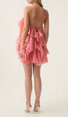 Pandorea Tiered Ruffle Halter Mini Dress