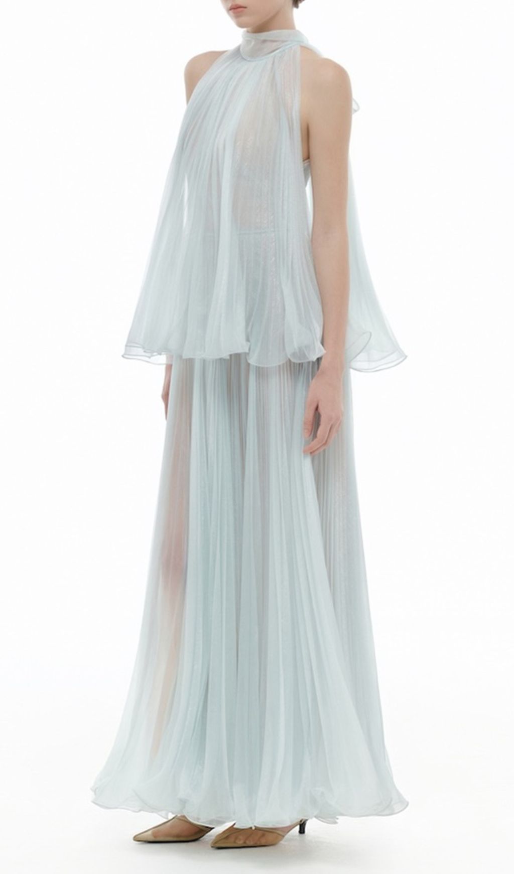 Halona Ethereal Halter Mesh Maxi Dress