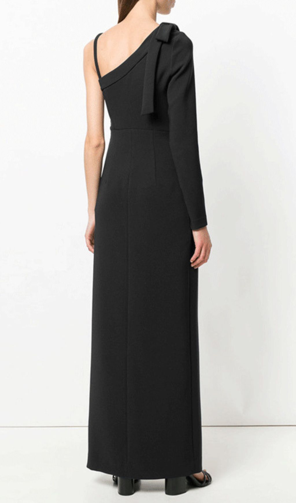 Hashim Black One-Shoulder Maxi Gown with High Slit