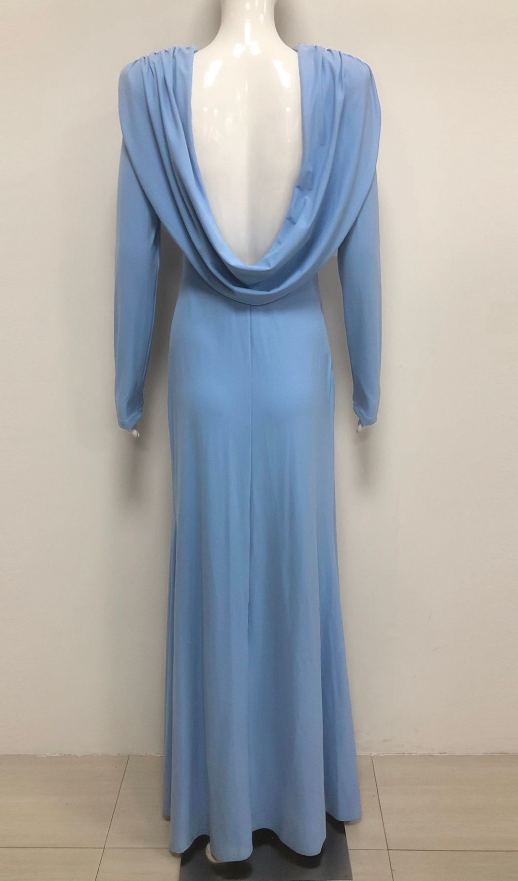 Isabis Periwinkle Blue Backless Maxi Gown