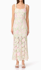 Fujiko Garden Bloom Leaf Lace Strappy Maxi Dress
