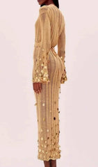 Honza Dazzling Gold Sequin Knit Maxi Dress