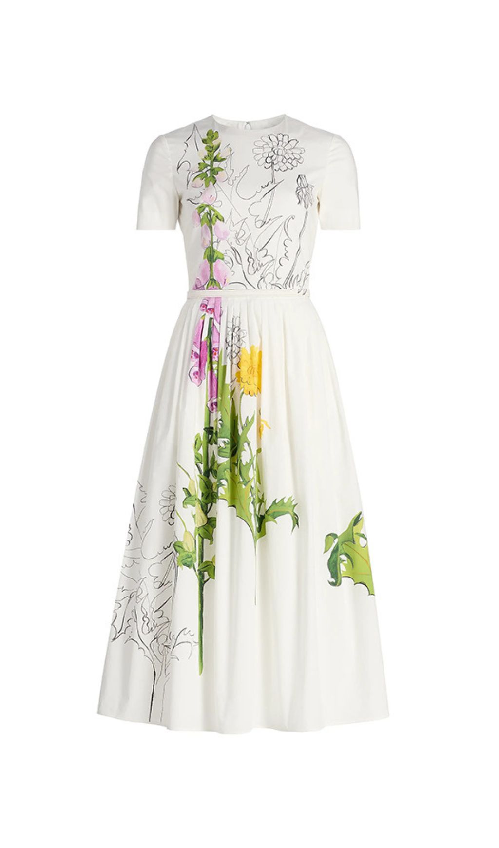 Issac White Artistic Floral Midi Dress
