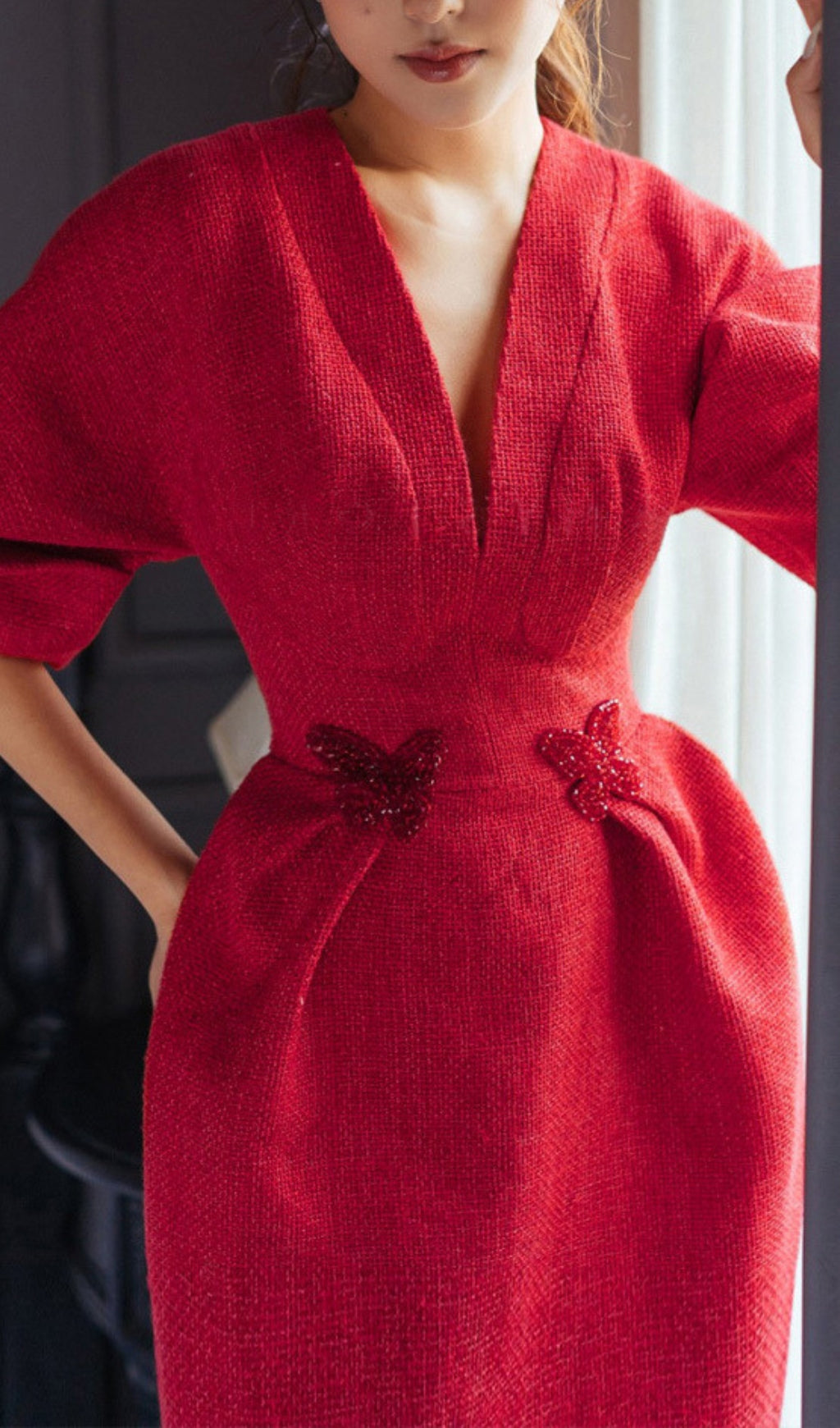 Brnice Dazzling Red Butterfly Mini Dress