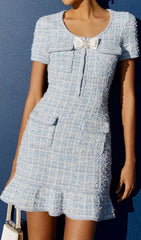 Eiffel Bow Tweed Mini Dress