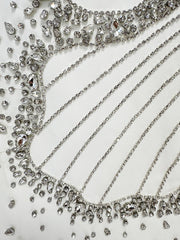 Josephe Dazzling White Diamante Long Sleeve Maxi Gown