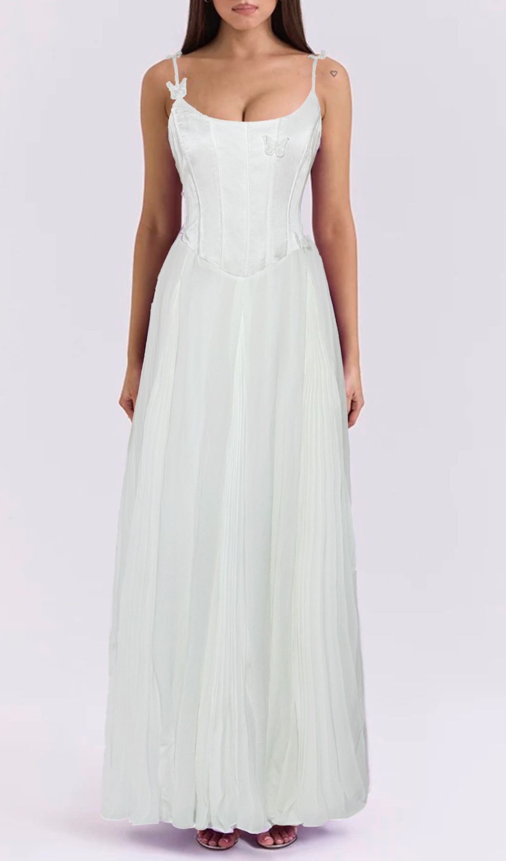 Glain Ethereal Lavender Butterfly Corset Maxi Dress