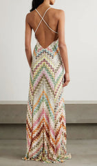 Hadas Boho Chic Crochet Knit Backless Maxi Dress