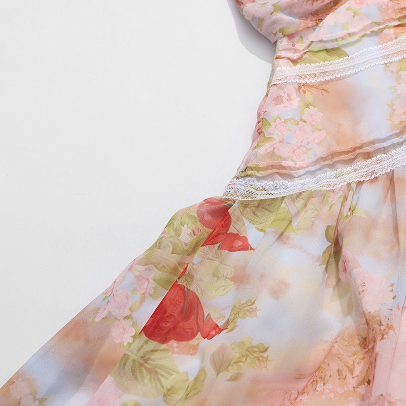 Jeana Elegant Floral Chiffon Maxi Dress