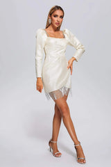 Syre Glamorous Shimmer Fringe Mini Dress