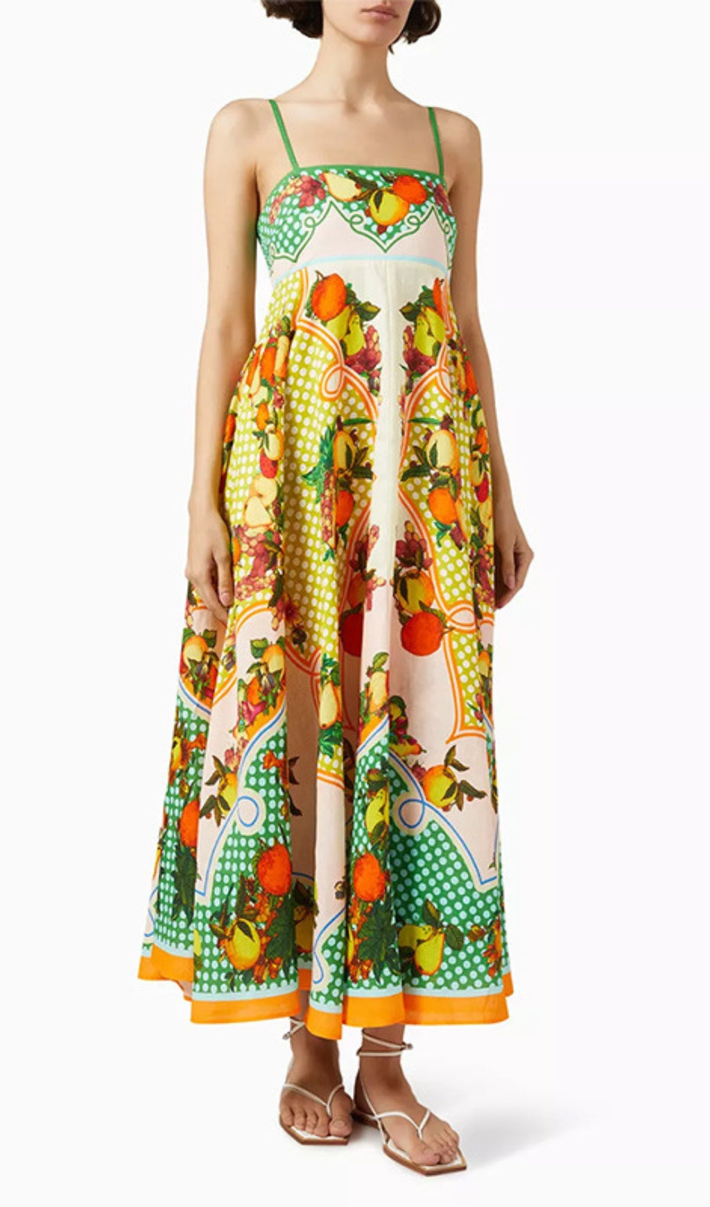 Deanna Vibrant Fruit Print Strappy Maxi Dress