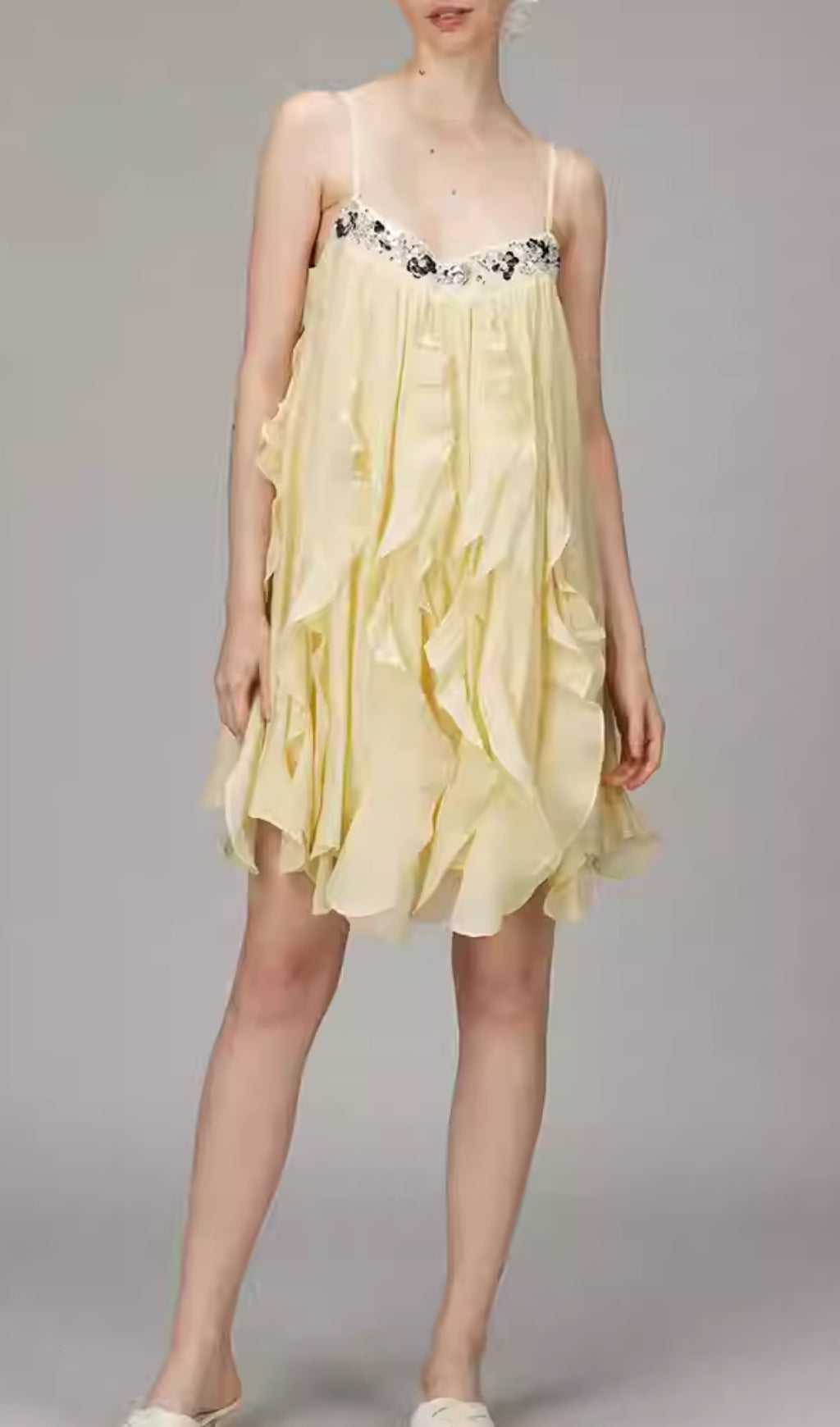 Doria Blush Pink Sequin Ruffle Mini Dress
