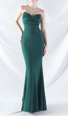 Chrina Emerald Green Strapless Ruched Mermaid Maxi Dress